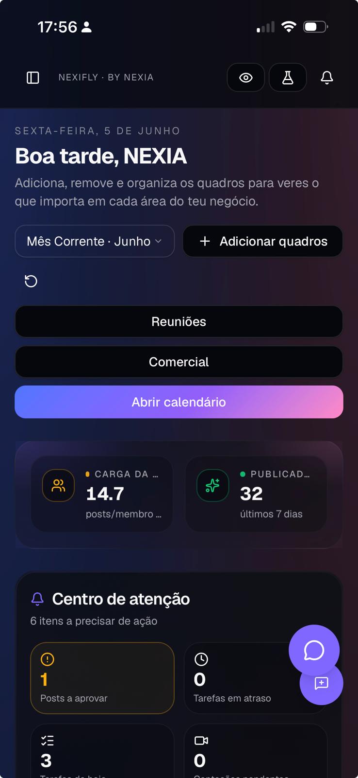 Aplicação mobile da Nexifly no iPhone